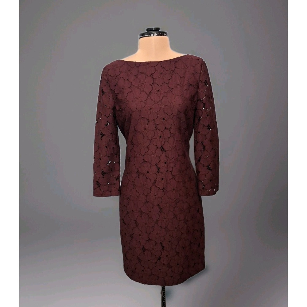 Diane von Furstenberg Sarita Floral Lace‎ Dress Aubergine Purple 6 Wedding Guest
